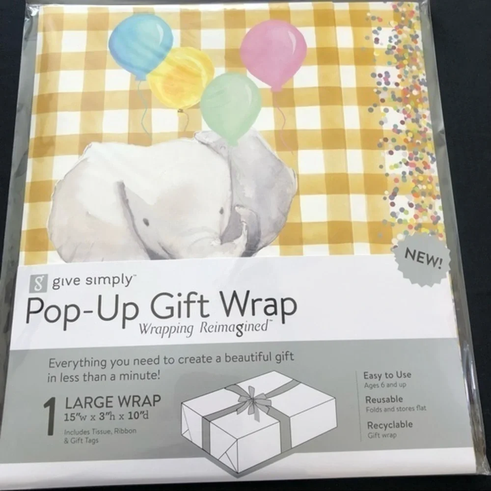 Gift Boxes for Baby Bundle of 3 --1 large 2 small Elephant & Balloons Plaid
